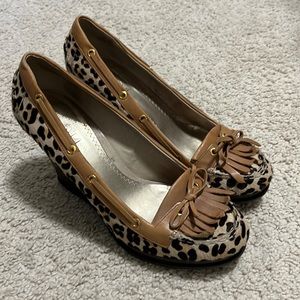 Sperry leopard print wedge - size 9.5